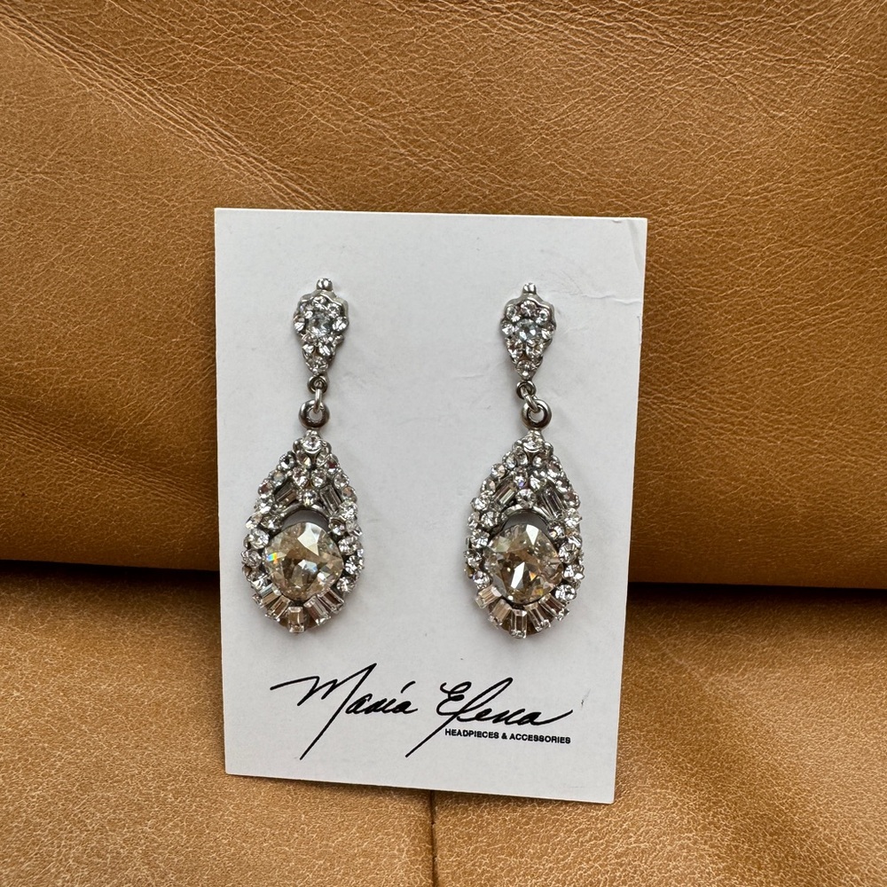 Maria Elena - Belle Silver Crystal Drop Earrings